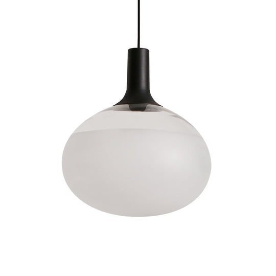 Modernist White/Grey/Amber Glass Pendant Lamp With Led Light Fixture: Elegant Elliptical Design In