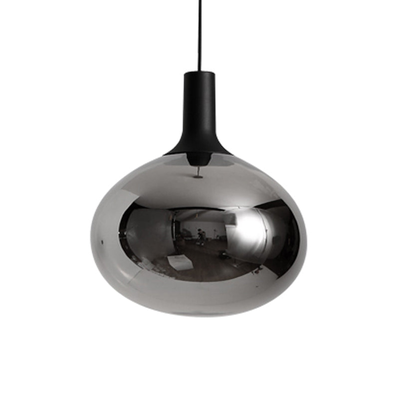 Modernist White/Grey/Amber Glass Pendant Lamp With Led Light Fixture: Elegant Elliptical Design In