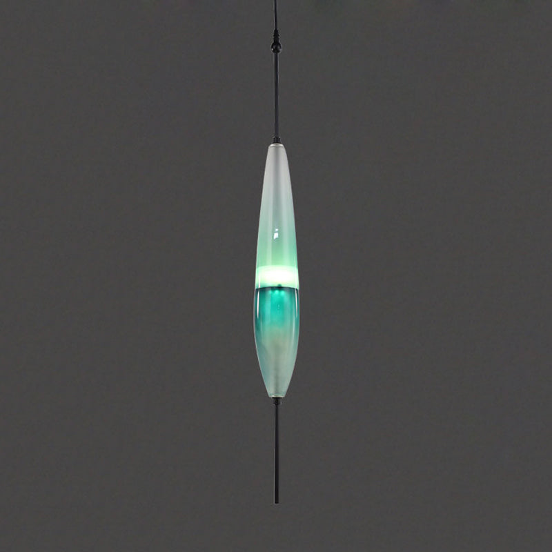 Modern Teardrop Pendant Light in Blue with White/Warm Glass Shade