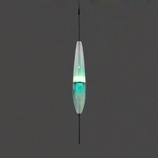 Modern Teardrop Pendant Light in Blue with White/Warm Glass Shade