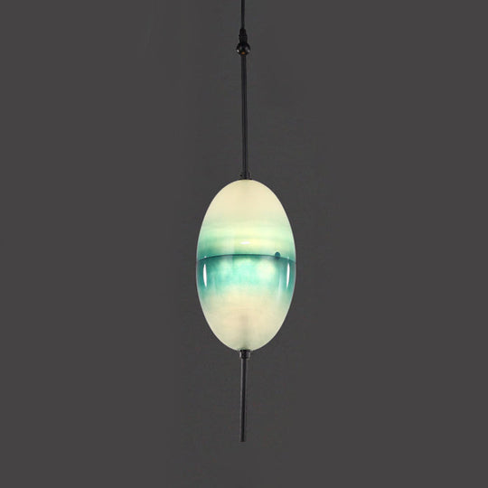 Modern Teardrop Pendant Light in Blue with White/Warm Glass Shade