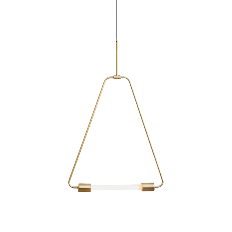 Metal Ceiling Light - Black/Gold Triangle Wire Frame, Simple Style LED Pendant Fixture for Foyer