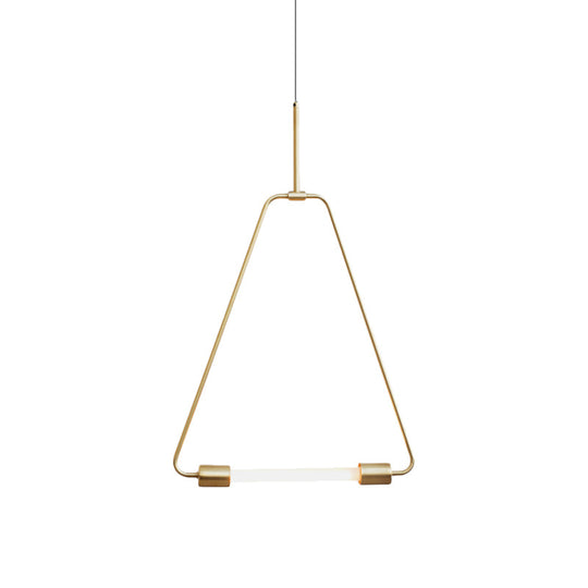 Modern Black/Gold Triangle Wire Frame Led Pendant Light For Foyer - Simple Style