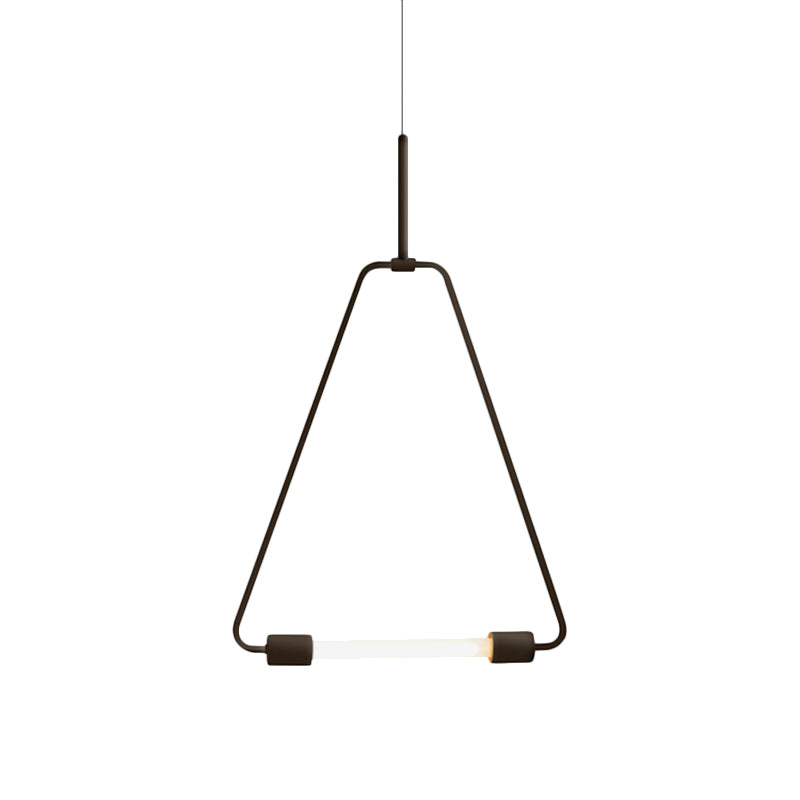 Metal Ceiling Light - Black/Gold Triangle Wire Frame, Simple Style LED Pendant Fixture for Foyer