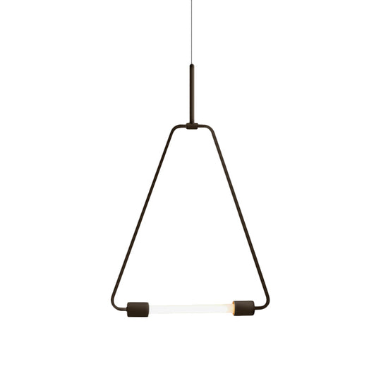 Metal Ceiling Light - Black/Gold Triangle Wire Frame, Simple Style LED Pendant Fixture for Foyer