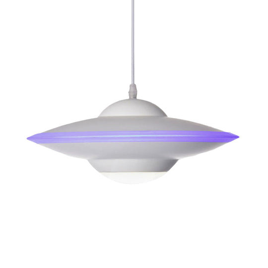 Flying Saucer LED Pendant Lamp in Macaron Style Metal - 12"/16" Diameter, Black or White with Warm/White Light - Ideal for Table Lighting