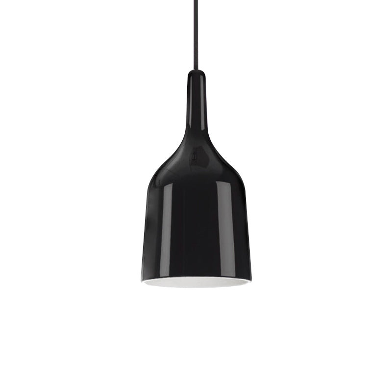 Modern Metal Bell Pendant Light - 6"/8"/10.5" Wide - 1 Light - Black/White/Chrome - Hanging Ceiling Lamp
