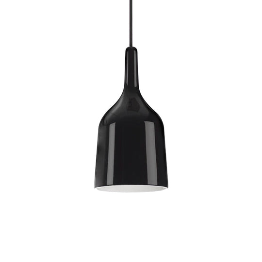 Bunda - Modern 6/8/10.5 Wide Bell Pendant Lighting Metal 1 Light Black/White/Chrome Hanging Ceiling