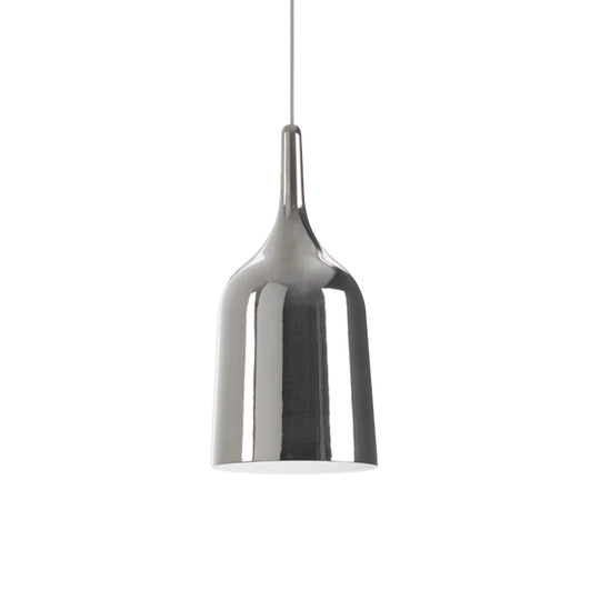 Modern Metal Bell Pendant Light - 6"/8"/10.5" Wide - 1 Light - Black/White/Chrome - Hanging Ceiling Lamp
