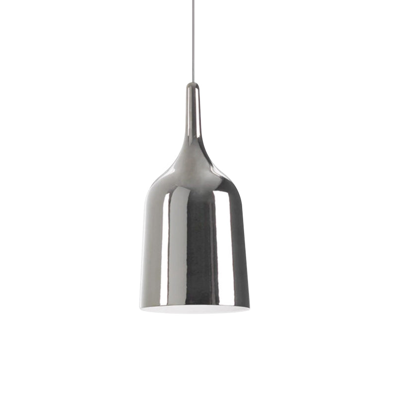 Bunda - Modern 6/8/10.5 Wide Bell Pendant Lighting Metal 1 Light Black/White/Chrome Hanging Ceiling