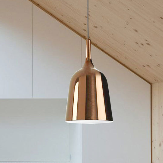 Modern Metal Bell Pendant Light - 6"/8"/10.5" Wide - 1 Light - Black/White/Chrome - Hanging Ceiling Lamp