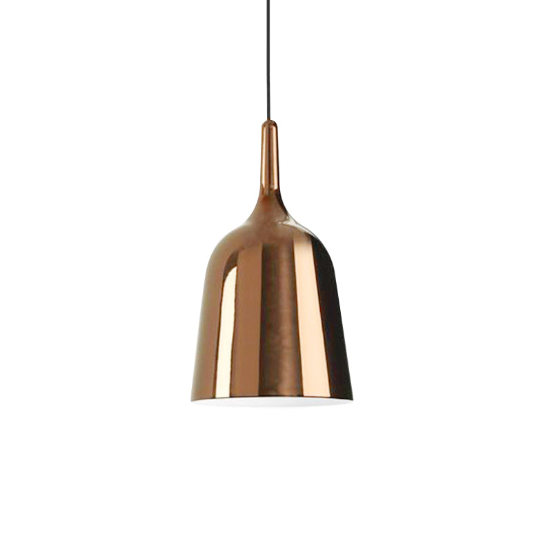Modern Metal Bell Pendant Light - 6"/8"/10.5" Wide - 1 Light - Black/White/Chrome - Hanging Ceiling Lamp