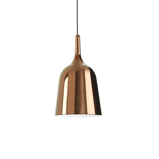 Modern Metal Bell Pendant Light - 6"/8"/10.5" Wide - 1 Light - Black/White/Chrome - Hanging Ceiling Lamp