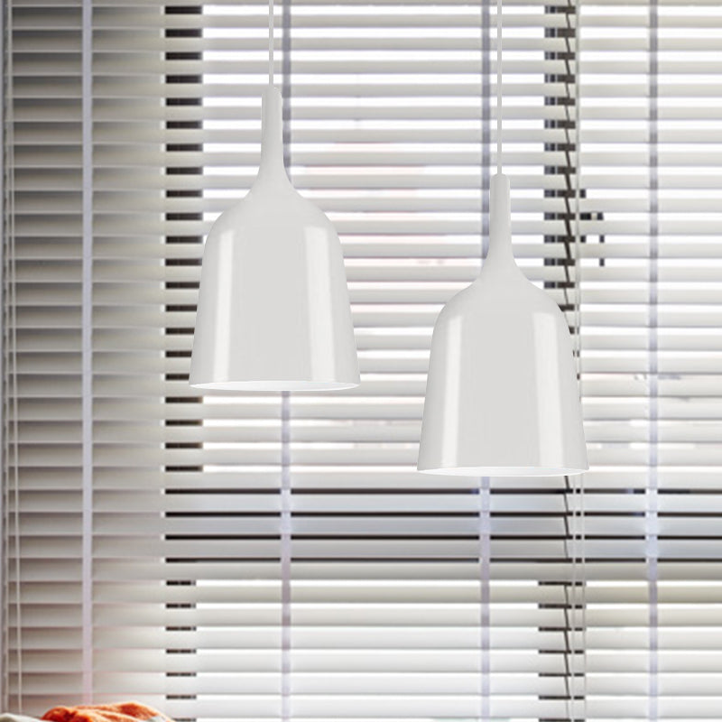 Modern Metal Bell Pendant Light - 6"/8"/10.5" Wide - 1 Light - Black/White/Chrome - Hanging Ceiling Lamp