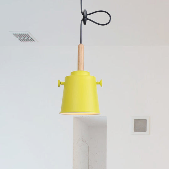 Lampe suspendue simple à cordon réglable et élégante - Lampe suspendue moderne en métal et bois