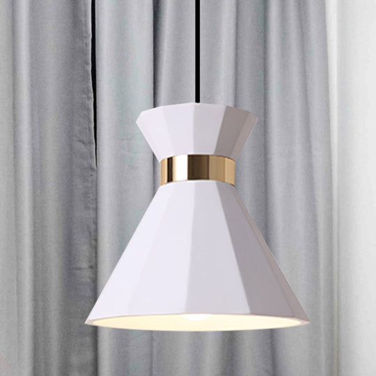 Conical Nordic Style Bedside Pendant Light - 1 Light, Adjustable Cord, Metal & Resin Construction - Available in Black, White, and Grey - 7.5"/9" W
