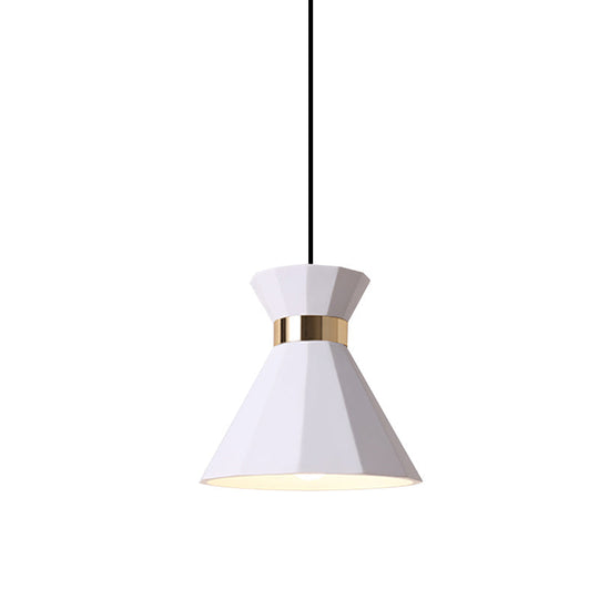 Conical Metal And Resin Nordic Suspension Lamp - 1 Light Bedside Pendant With Adjustable Cord In