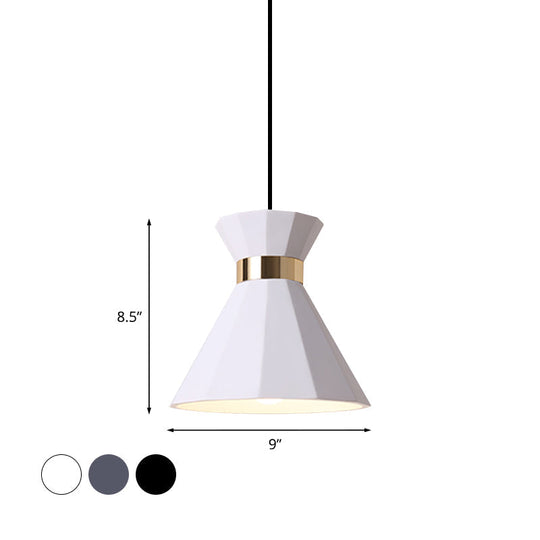 Conical Metal And Resin Nordic Suspension Lamp - 1 Light Bedside Pendant With Adjustable Cord In