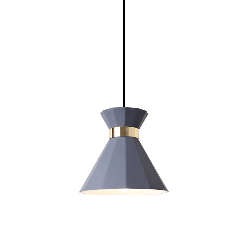 Conical Nordic Style Bedside Pendant Light - 1 Light, Adjustable Cord, Metal & Resin Construction - Available in Black, White, and Grey - 7.5"/9" W
