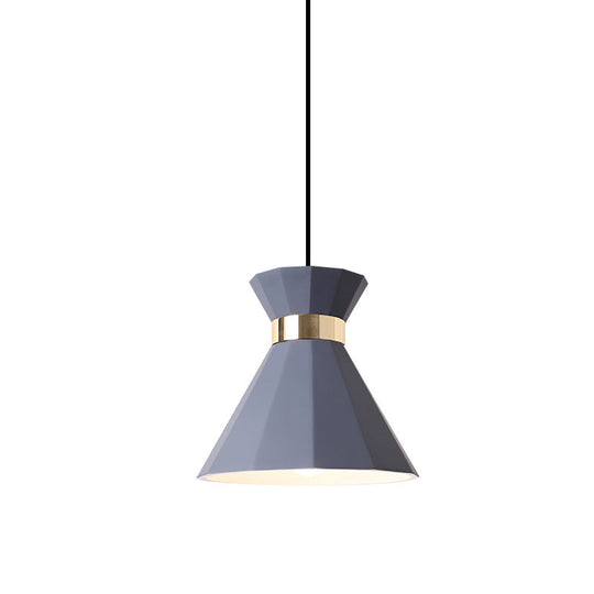 Conical Metal And Resin Nordic Suspension Lamp - 1 Light Bedside Pendant With Adjustable Cord In