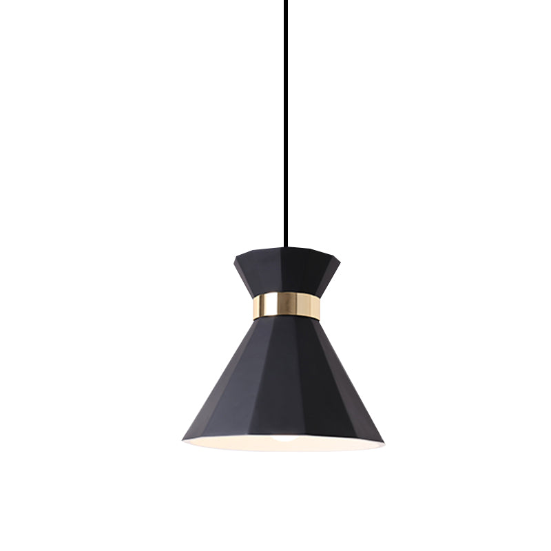 Conical Metal And Resin Nordic Suspension Lamp - 1 Light Bedside Pendant With Adjustable Cord In