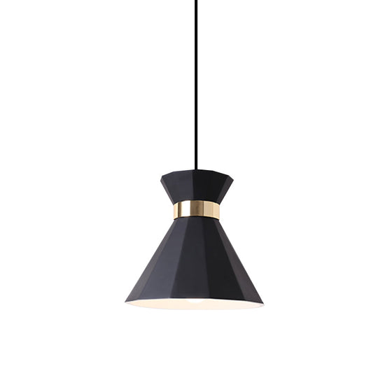 Conical Metal And Resin Nordic Suspension Lamp - 1 Light Bedside Pendant With Adjustable Cord In
