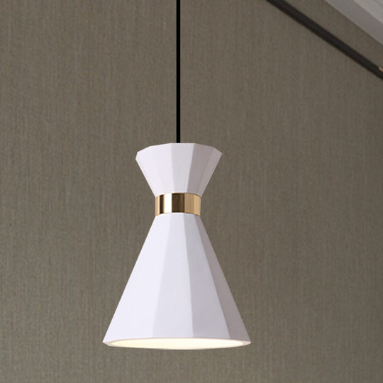 Conical Metal And Resin Nordic Suspension Lamp - 1 Light Bedside Pendant With Adjustable Cord In