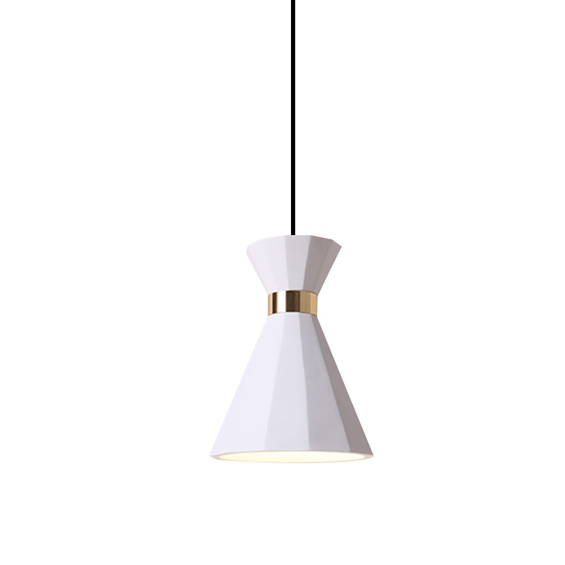 Conical Metal And Resin Nordic Suspension Lamp - 1 Light Bedside Pendant With Adjustable Cord In