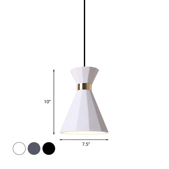 Conical Metal And Resin Nordic Suspension Lamp - 1 Light Bedside Pendant With Adjustable Cord In