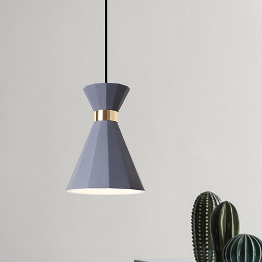 Conical Nordic Style Bedside Pendant Light - 1 Light, Adjustable Cord, Metal & Resin Construction - Available in Black, White, and Grey - 7.5"/9" W
