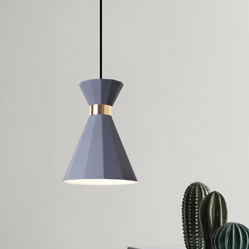 Conical Metal And Resin Nordic Suspension Lamp - 1 Light Bedside Pendant With Adjustable Cord In