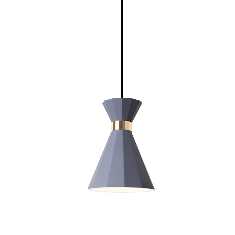 Conical Metal And Resin Nordic Suspension Lamp - 1 Light Bedside Pendant With Adjustable Cord In