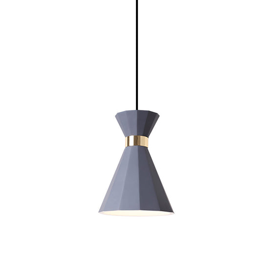 Conical Metal And Resin Nordic Suspension Lamp - 1 Light Bedside Pendant With Adjustable Cord In