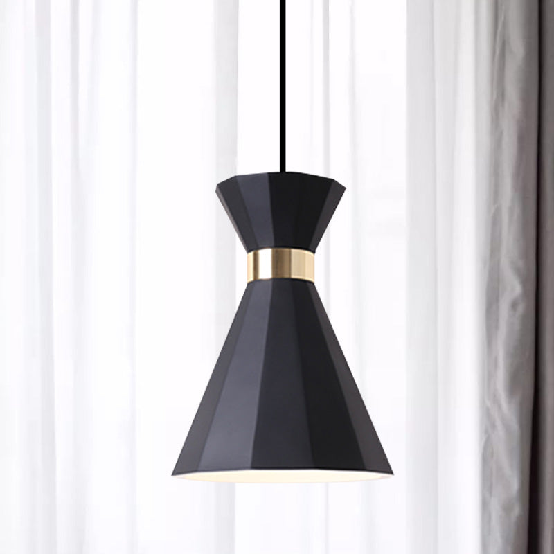 Conical Metal And Resin Nordic Suspension Lamp - 1 Light Bedside Pendant With Adjustable Cord In