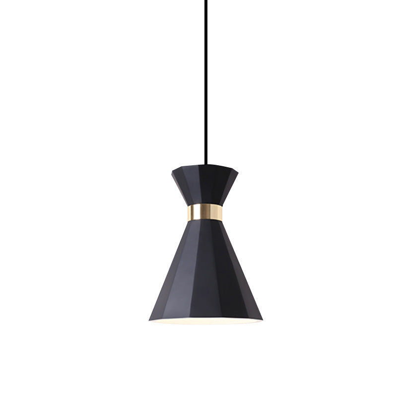 Conical Metal And Resin Nordic Suspension Lamp - 1 Light Bedside Pendant With Adjustable Cord In
