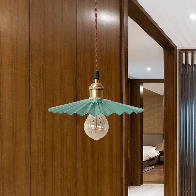 Modern Scalloped Hanging Ceiling Light | Stylish Black/Red Metallic Pendant For Bedside