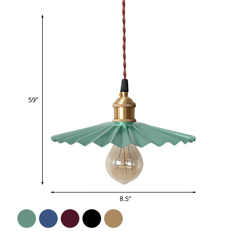 Modern Scalloped Hanging Ceiling Light | Stylish Black/Red Metallic Pendant For Bedside