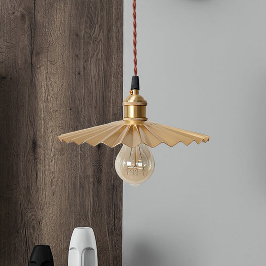 Modern Scalloped Hanging Ceiling Light | Stylish Black/Red Metallic Pendant For Bedside