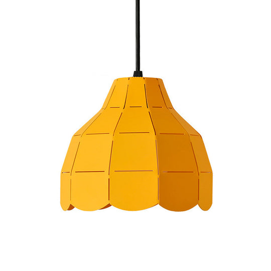 Modern Scalloped Dome Ceiling Pendant Light - Pink/White/Black Metal Hanging Lamp