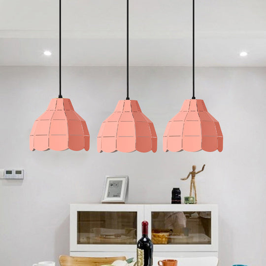Modern Pink/White/Black Scallop Dome Ceiling Pendant Light - Metal Hanging Lamp Kit