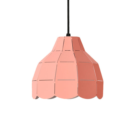 Modern Pink/White/Black Scallop Dome Ceiling Pendant Light - Metal Hanging Lamp Kit