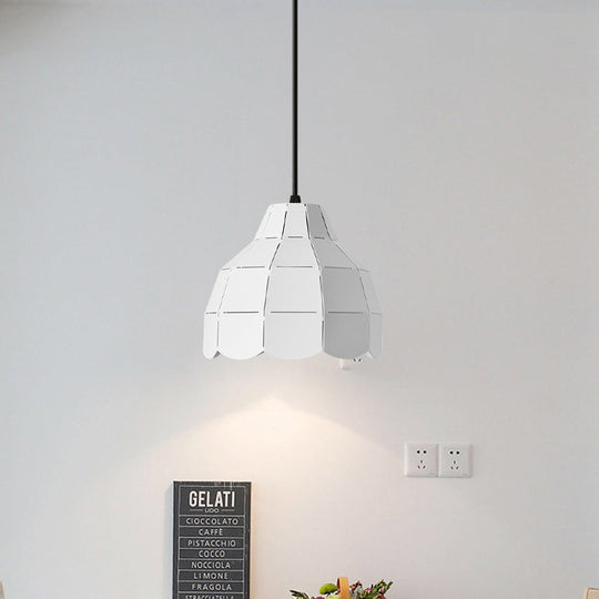 Modern Pink/White/Black Scallop Dome Ceiling Pendant Light - Metal Hanging Lamp Kit