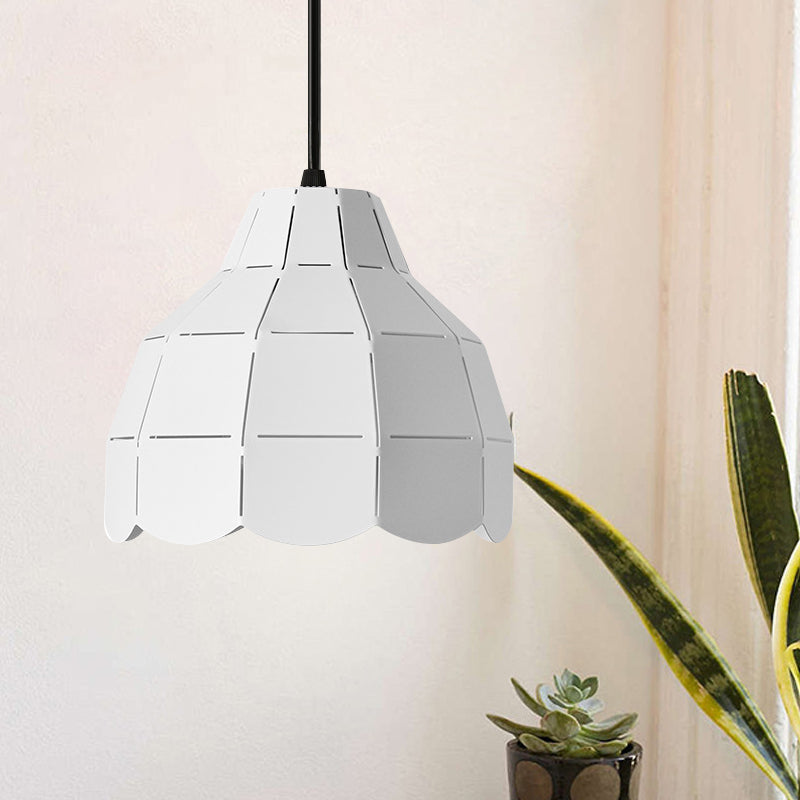 Modern Pink/White/Black Scallop Dome Ceiling Pendant Light - Metal Hanging Lamp Kit