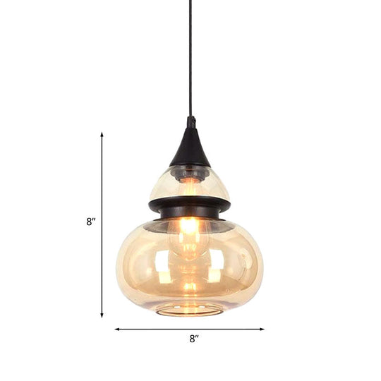 Modern Brown Pendant Lamp with Glass Shade – 1-Light Hanging Fixture for Dining Room