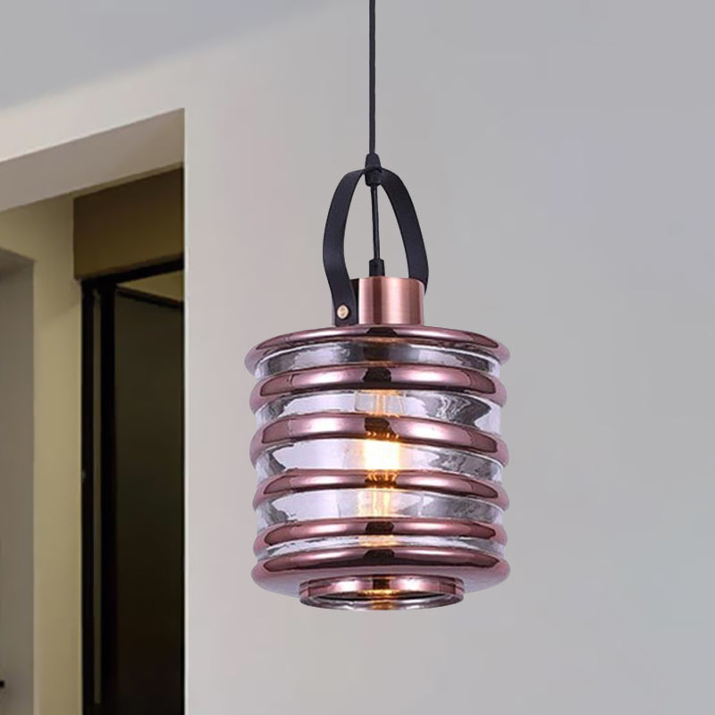 Contemporary Swirl Glass Pendant Lighting - Cylinder/Ball/Oval Design - 1 Light - Silver/Rose Gold/Amber Finish