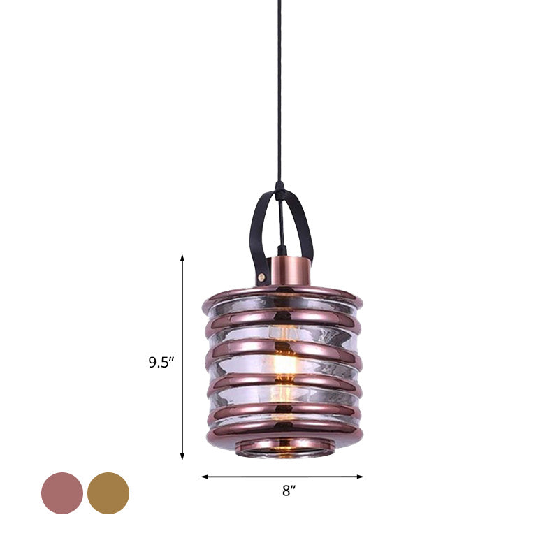 Contemporary Swirl Glass Pendant Lighting - Cylinder/Ball/Oval Design - 1 Light - Silver/Rose Gold/Amber Finish