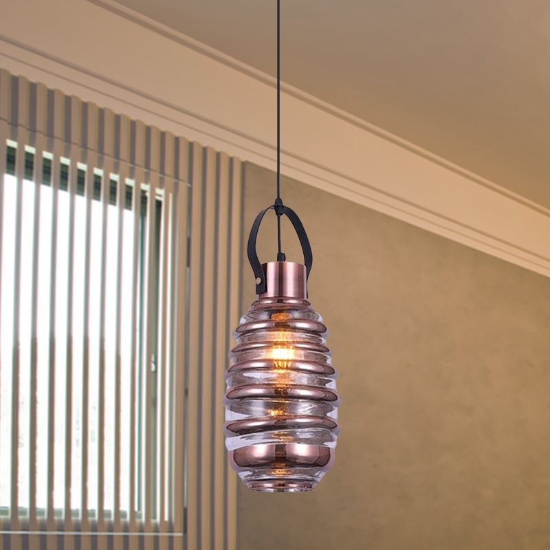 Contemporary Glass Pendant Lighting - Swirl Design Silver/Rose Gold/Amber 1-Light Hanging Ceiling