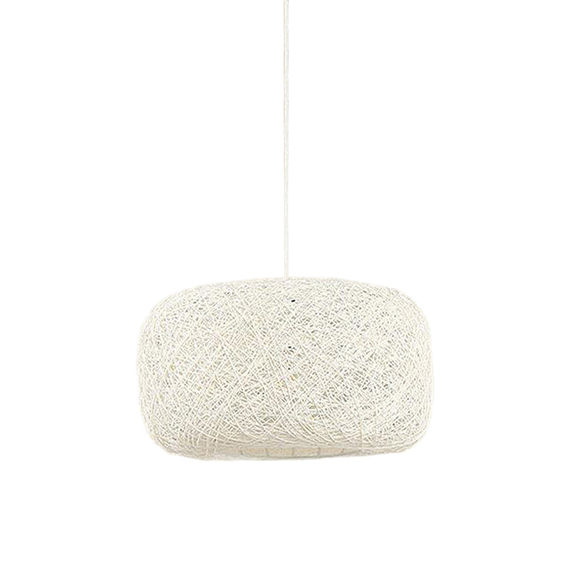 Modern Woven Rattan Drum Hanging Light Fixture - 8/12 Diameter 1 Head Pendant Lamp Black/White