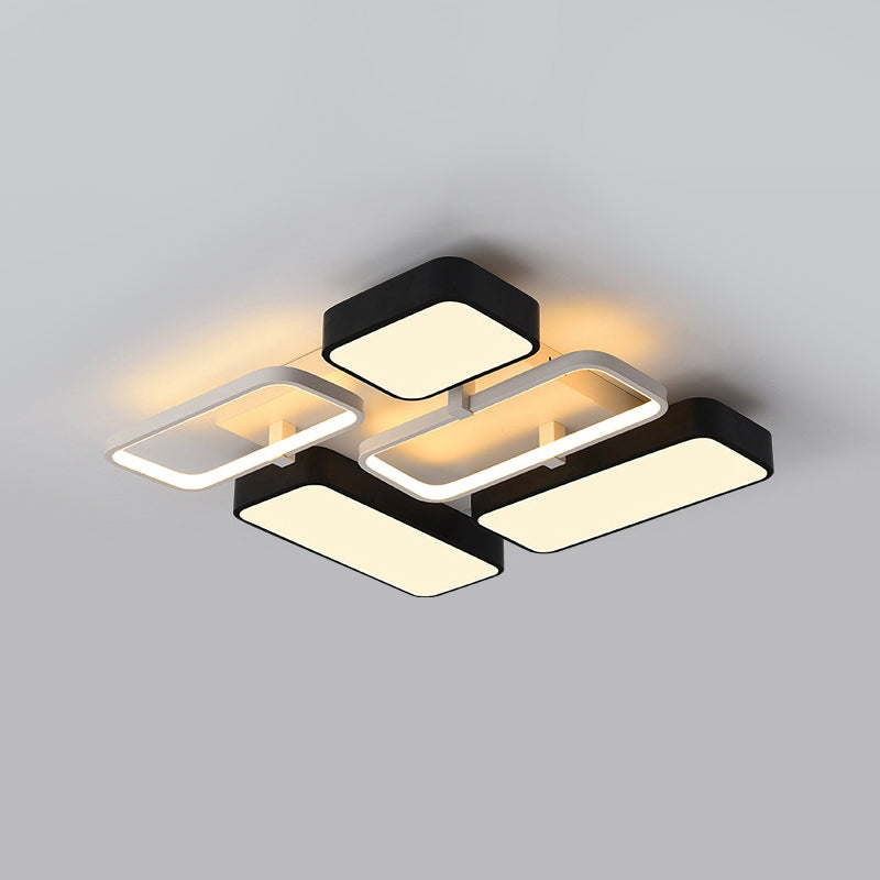 Contemporary Black Rectangular Flush Ceiling Light Led Acrylic Lighting For Living Room - 23/25.5