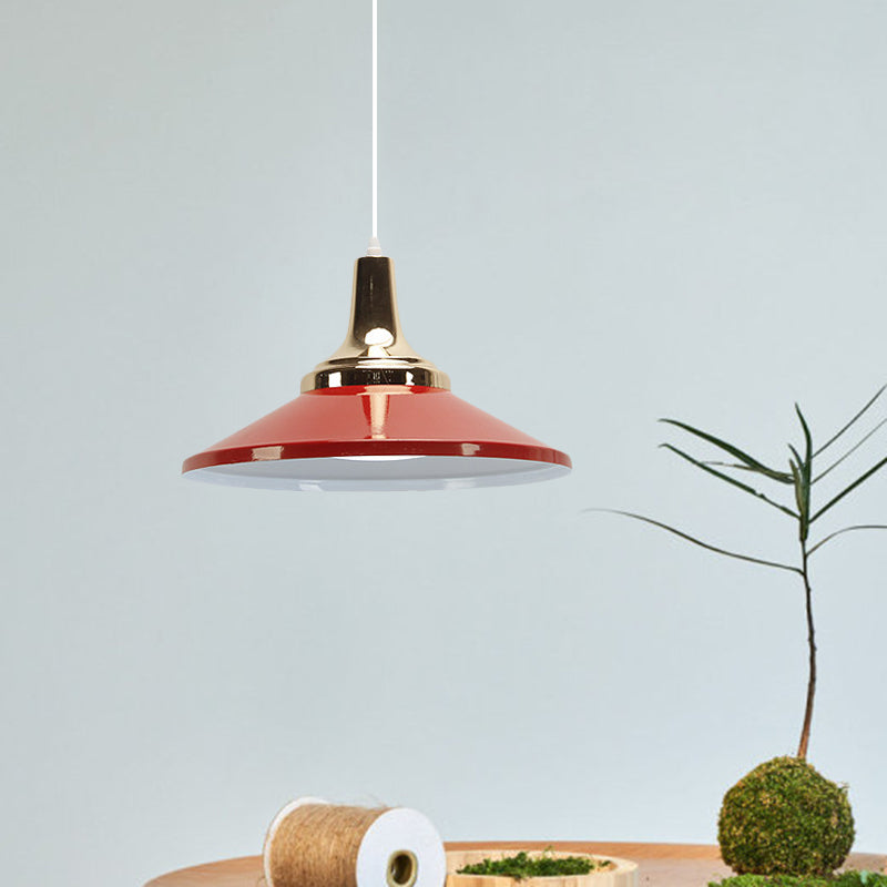 Contemporary Pyramid Pendant Lamp: Aluminum Polished Finish 1-Bulb Light For Corridor